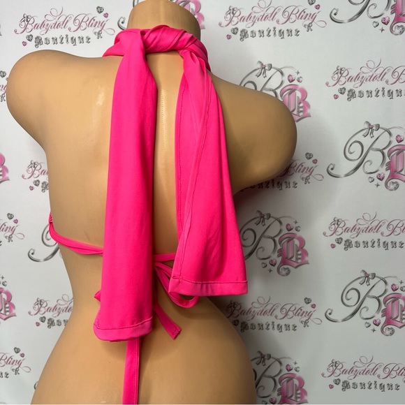 Multi-wear top neon pink adjustable halter crop ect so many ways to wear OS - Picture 5 of 8